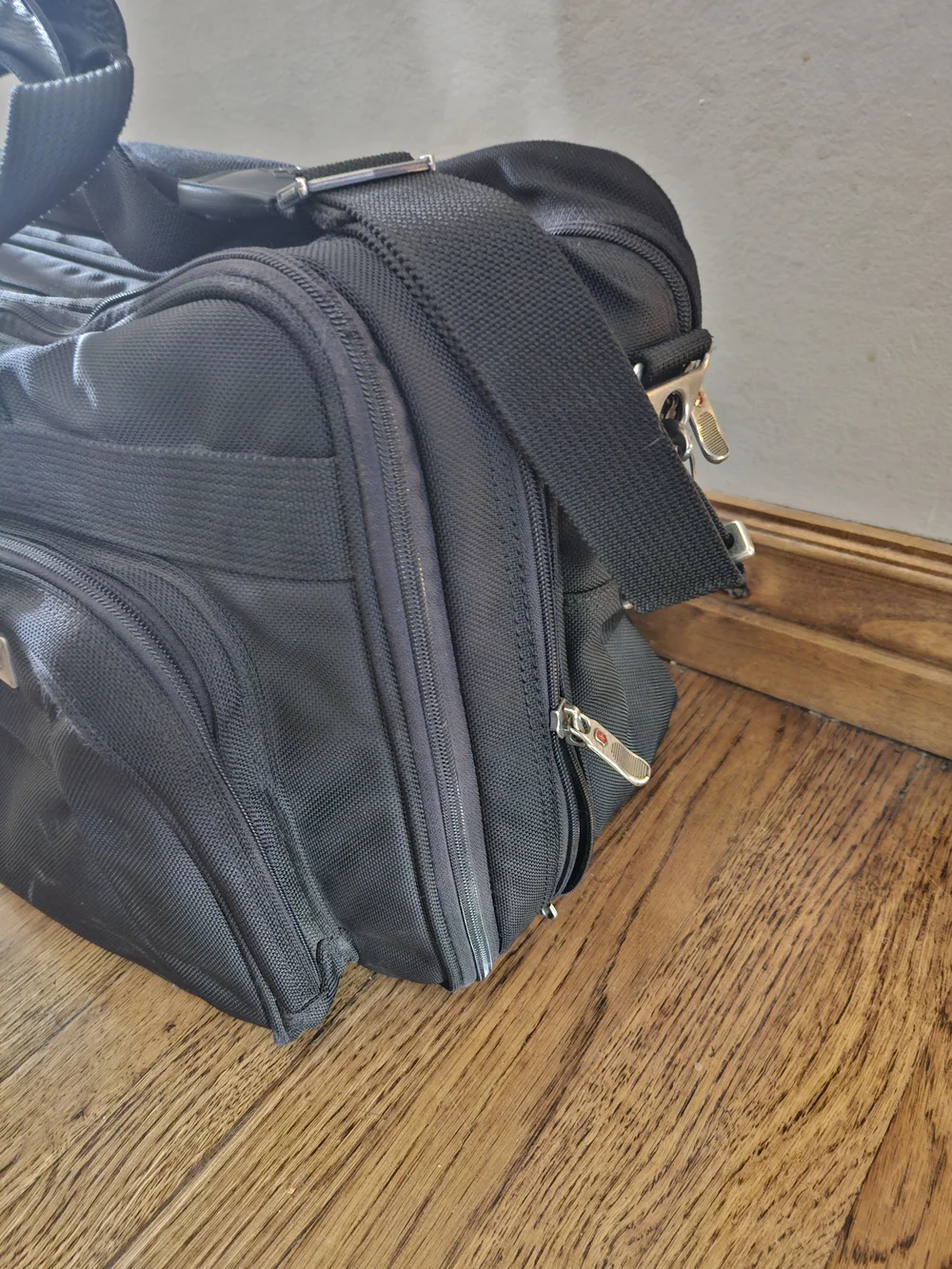 Victorinox Black Travel Duffel with Front Zip Pocket and Shoulder Strap